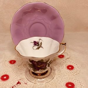 Queen Anne Bone China Purple Floral Teacup